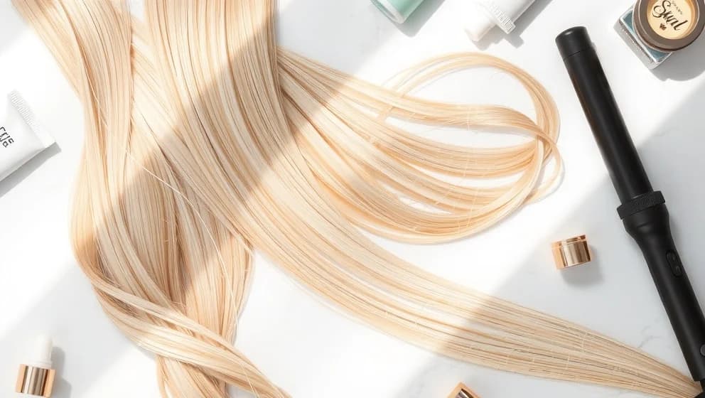 Blonda slingor i blont hår skapa skönhet